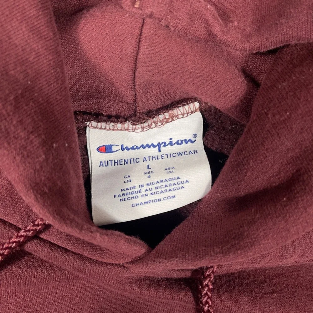Harvard University Champion Hoodie Mens Large Maroon Embroidered Pullover